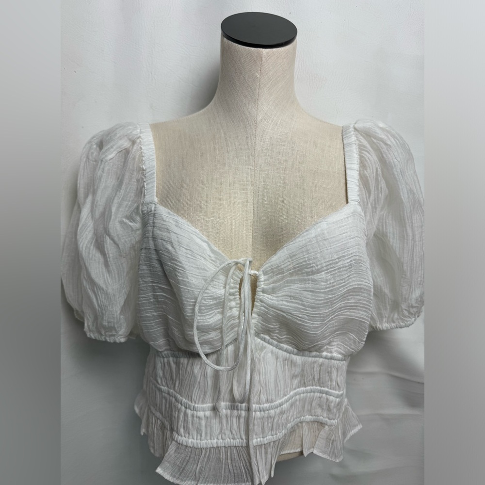 Astr White Puff Sleeve Blouse